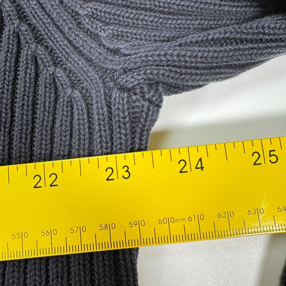 Eddie Bauer Sweater Ribbed Knit Mens L Charcoal Black Long Sleeve Pullover